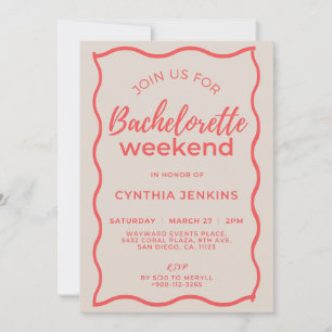 Invitation Itinéraire de week-end Bachelorette Pink and Red W