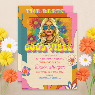 Invitation Itinéraire de week-end d'anniversaire rétro groovy