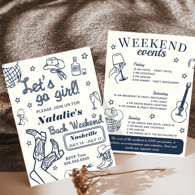 Invitation Itinéraire d'enterrement de vie de jeune fille à N (Créateur téléchargé)