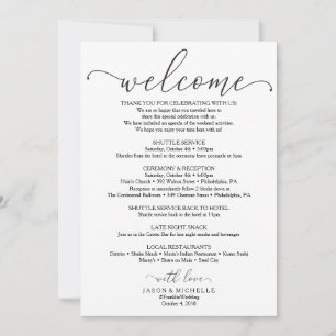 Invitation Itinéraire du Mariage de script royal - Bienvenue 
