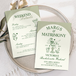 Invitation Itinéraire du parti Marges et Mariage Bachelorette