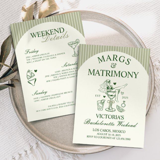 Invitation Itinéraire du parti Marges et Mariage Bachelorette (Créateur téléchargé)