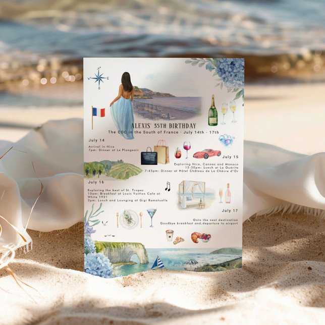 Invitation Itinéraire du week-end d'anniversaire | Sud (Créateur téléchargé)