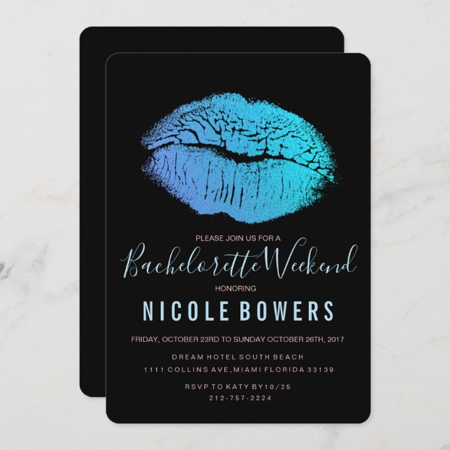 Invitation Itinéraire Du Week-End De Bachelorette (Devant / Derrière)