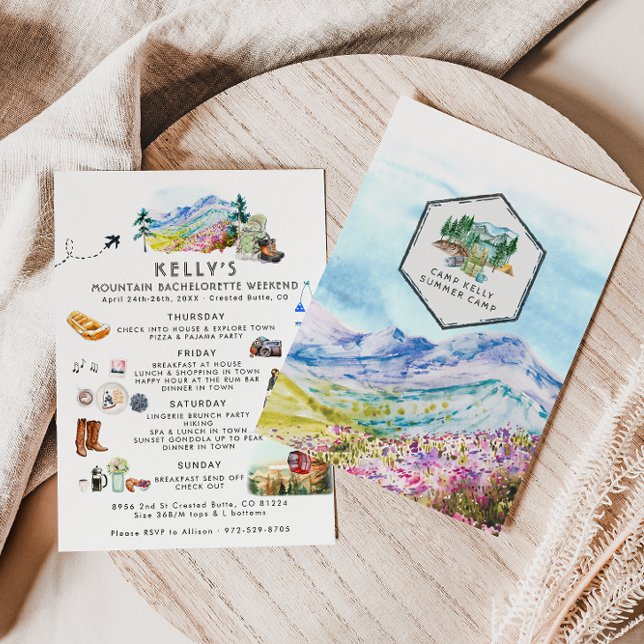 Invitation Itinéraire du week-end de bachelorette | Camp d'ét (Créateur téléchargé)