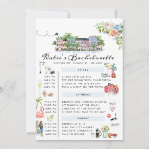 Invitation Itinéraire du week-end de bachelorette   Charlesto