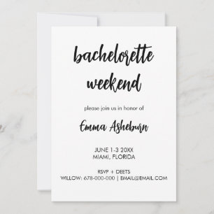 Invitation Itinéraire du week-end de bachelorette moderne