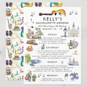 Invitation Itinéraire du week-end de bachelorette   Nouvelle-