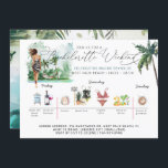 Invitation Itinéraire du week-end de bachelorette | Plage de<br><div class="desc">Tu te maries ! Ou votre meilleur ami l'est. Dans les deux cas, vous pouvez planifier des vacances de rêve avec vos BFF. Prenez votre "dernier vol avant le ring" sur la route avec un voyage tropical lointain. Nos invitations à thème de plage tropicale aquarelle feront courir les filles pour...</div>