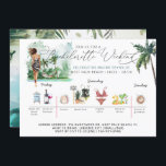 Invitation Itinéraire du week-end de bachelorette | Plage de<br><div class="desc">Tu te maries ! Ou votre meilleur ami l'est. Dans les deux cas, vous pouvez planifier des vacances de rêve avec vos BFF. Prenez votre "dernier vol avant le ring" sur la route avec un voyage tropical lointain. Nos invitations à thème de plage tropicale aquarelle feront courir les filles pour...</div>