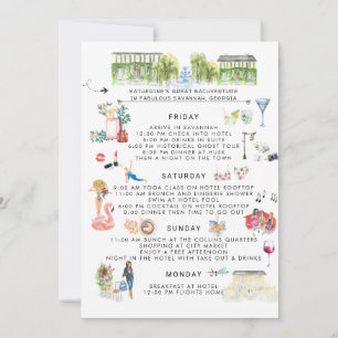 Invitation Itinéraire du week-end de bachelorette Savannah,