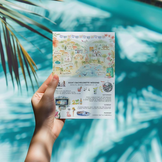 Invitation Itinéraire du week-end de bachelorette | Sayulita (Créateur téléchargé)