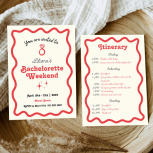 Invitation Itinéraire du week-end de la Bachelorette de la va