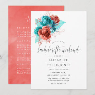 Invitation Itinéraire du week-end de la Bachelorette Turquois