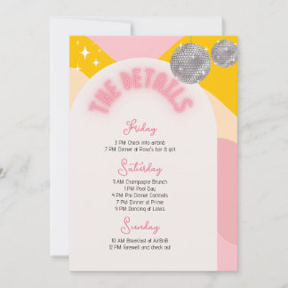 Invitation Itinéraire du week-end de la dernière disco