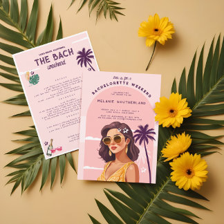 Invitation Itinéraire du week-end de la plage Retro
