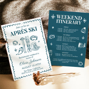 Invitation Itinéraire du week-end de ski de Bachelorette Apre