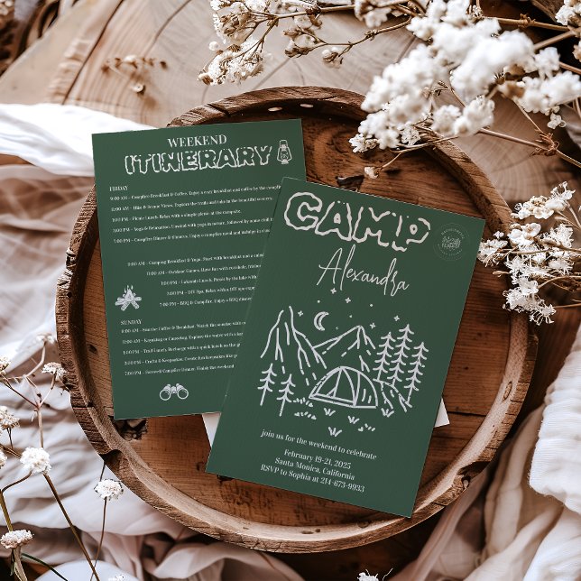 Invitation Itinéraire du week-end du Camp Bachelorette (Créateur téléchargé)