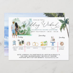 Invitation Itinéraire du week-end mariage   Plage tropicale