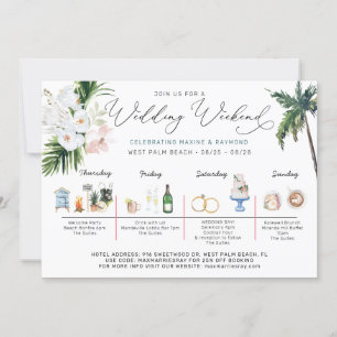 Invitation Itinéraire du week-end mariage   Plage tropicale