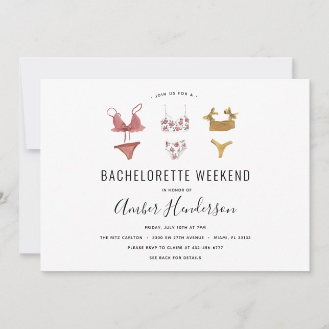 Invitation Itinéraire Lingerie Bachelorette (Devant)