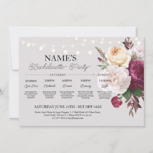 Invitation Itinéraire vintage de la Fête des mariées florale