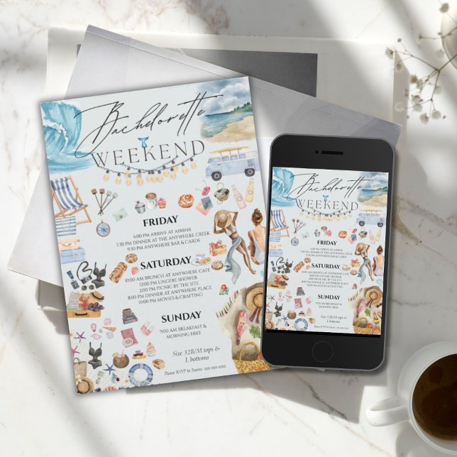 Invitation itinéraire weekend enterrement de vie de jeune fil (Créateur téléchargé)