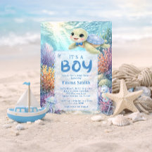 It's a Boy Under the Sea Turtle Boy Baby Shower