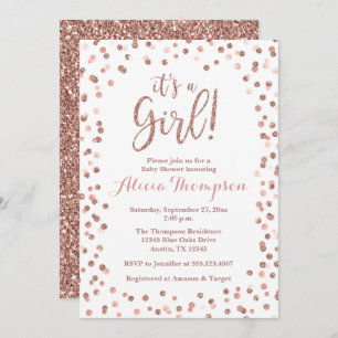 Invitation It's a Girl Rose Gold Baby Shower