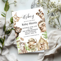 its boy Rustic Woodland Baby Shower Invite