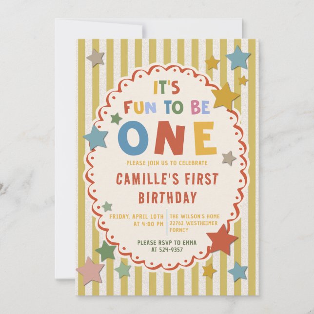 Invitation It's Fun to Be One Colorful 1st Birthday (Devant)