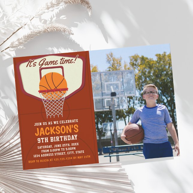 Invitation It's Game time! Basketball theme Birthday Kids  (Créateur téléchargé)