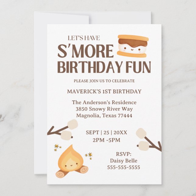 Invitation It's S'more Fun to Be One Kids 1st Birthday  (Devant)