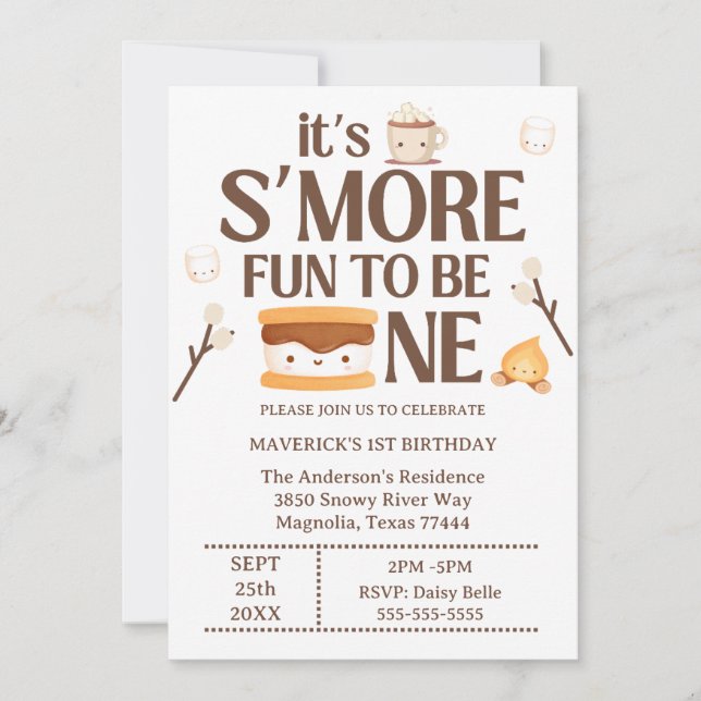 Invitation It's S'more Fun to Be One Kids 1st Birthday  (Devant)