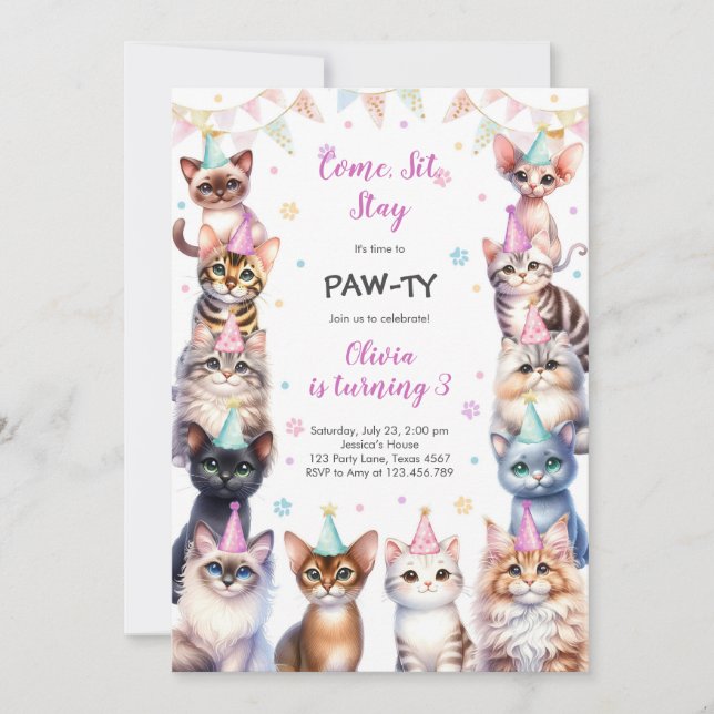 Invitation It's Time to Paw-ty Party Animals Kids Birthday (Devant)