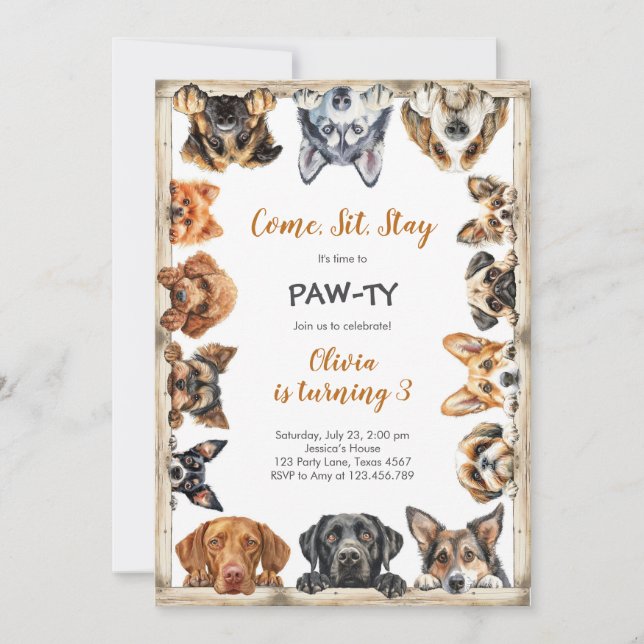 Invitation It's Time to Paw-ty Party Animals Kids Birthday (Devant)