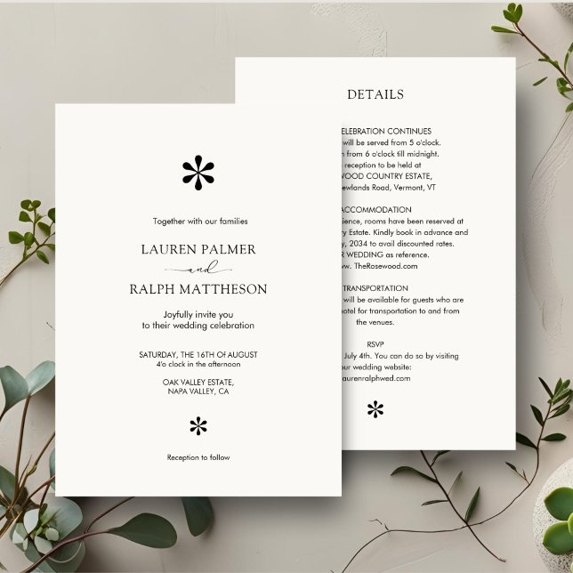 Invitation Ivoire | Chic 2 en 1 Mariage intégral minimum (Créateur téléchargé)