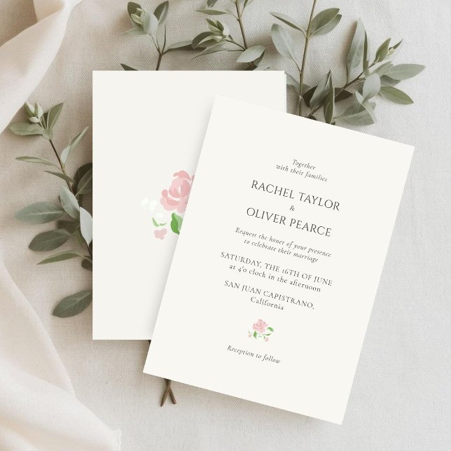 Invitation Ivoire | Chic Fleurs Aquarelle Mariage  (Créateur téléchargé)