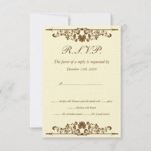 Invitation Ivoire élégant / Mariage Brown RSVP