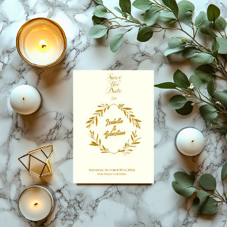 Invitation Ivoire et diamant d'or foncé Enregistrer la date M