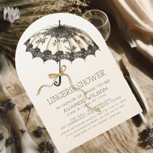 Invitation Ivoire et parapluie noir et Fête des mariées de ru