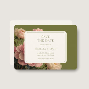 Invitation Ivoire   Mariage Rose Vintage vert olive