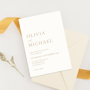Invitation Ivoire simple et Mariage moderne Tan