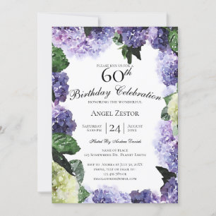 Invitation Ivoiriens et hydrangeas pourpres Blanc 60e anniv