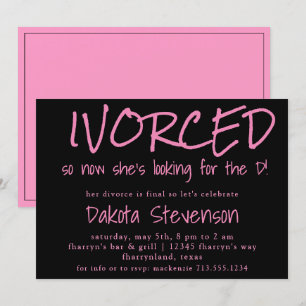 Invitation Ivorced et à la recherche de D   Divorce Party