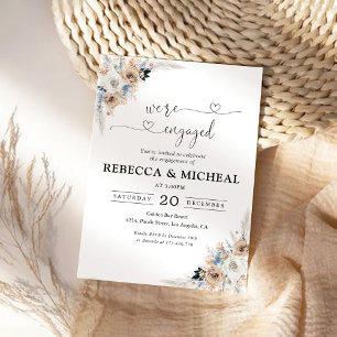 Invitation Ivory And Blue Boho Floral Nous sommes engagés