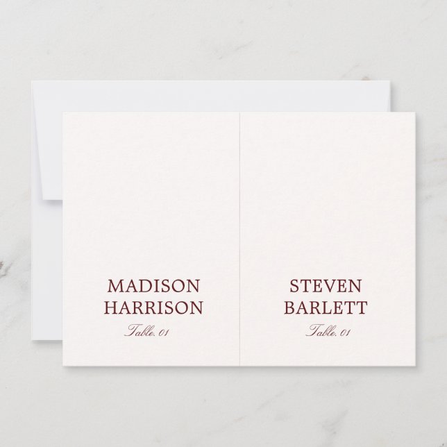 Invitation Ivory and Burgundy Wedding Place Card DIY (Devant)