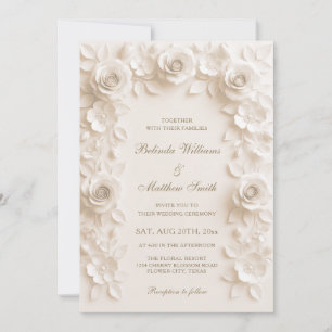 Invitation Ivory Baroque Elégance Roses Cadre Mariage 