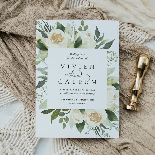 Invitation Ivory Bloom | Aquarelle Mariage de cadre Floral (Créateur téléchargé)