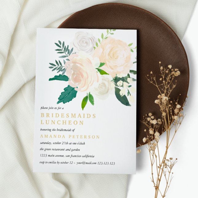 Invitation Ivory Bouquet Bridesmaitres Florales Mariage de dé (Créateur téléchargé)